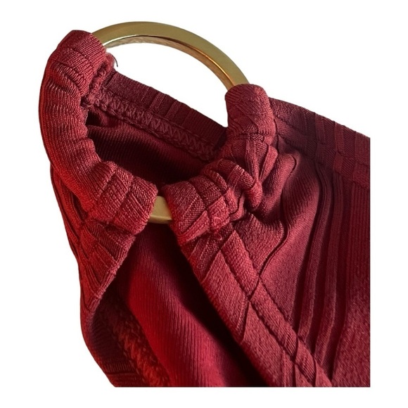 Vince Camuto Ring-accent Rib Knit Jersey Bikini Bottom in Sangria Size Medium - Picture 5 of 12